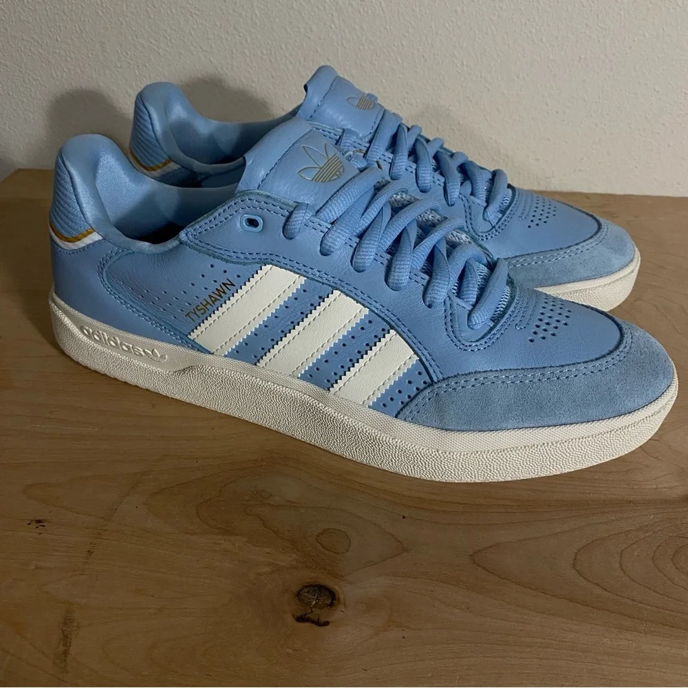 Adidas Tyshawn Low Sky Blue Leather Skateboarding Shoe - Size 11